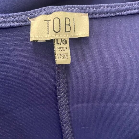 Tobi Women's Cobalt Blue Neoprene Swing Away Shift Low V-Neck Maxi Dress Sz L - Picture 8 of 10